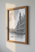 Brussels Belgium Art Print | Black and White Watercolor City, Office Decor