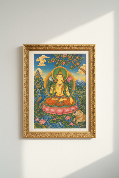 Tibetan Buddha statue Wall Art Print | Living Room Decor | Vibrant Poster