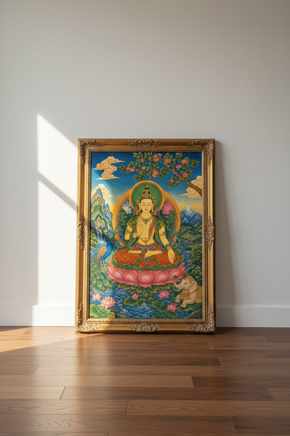 Tibetan Buddha statue Wall Art Print | Living Room Decor | Vibrant Poster