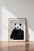 Smoking Panda Suit Wall Art Print | Office Living Room Decor | Minimalist Poster