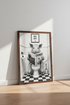Pig on Toilet Wall Art | Funny Bathroom Decor | Black and White Poster