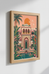 Indian Palace Wall Art Print | Pink City Decor | Tropical Haveli Poster