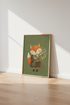 Cute Fox with Flowers Wall Art | Woodland Nursery Decor | Whimsical Forest Poster