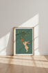 Whimsical Bunny & Carrots Wall Art | Sage Green Nursery Decor | Minimalist Poster