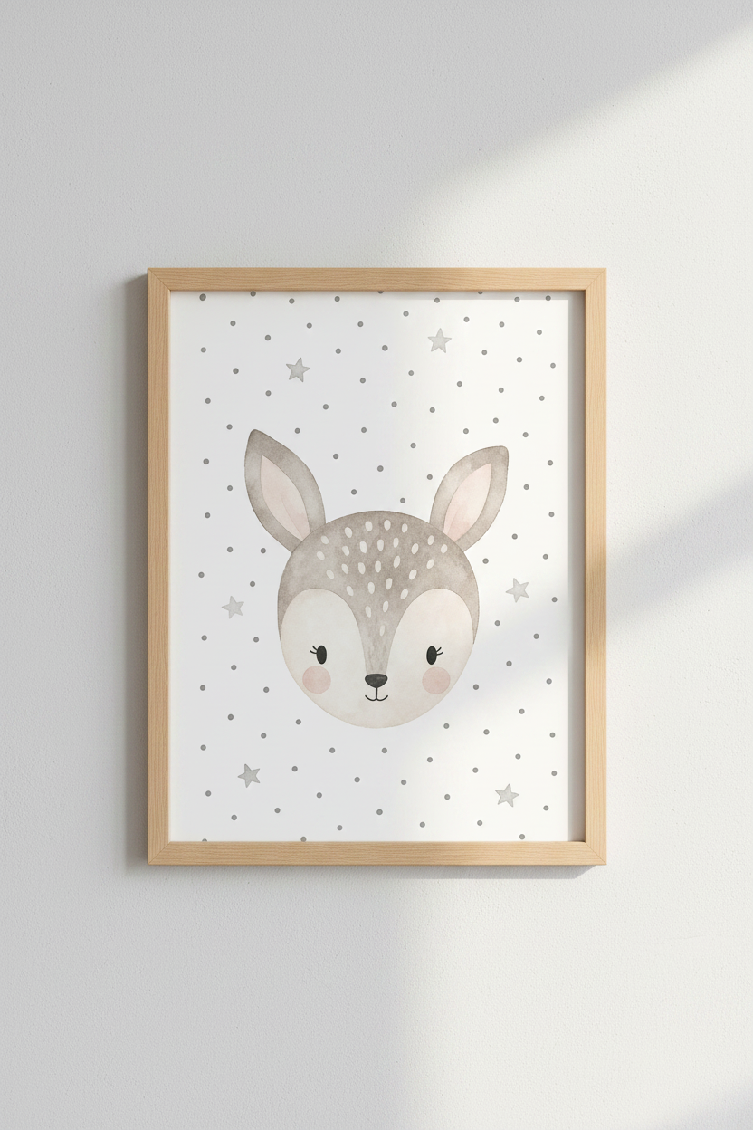 Pastel Deer Wall Art | Watercolor Animal Print, Nursery Decor