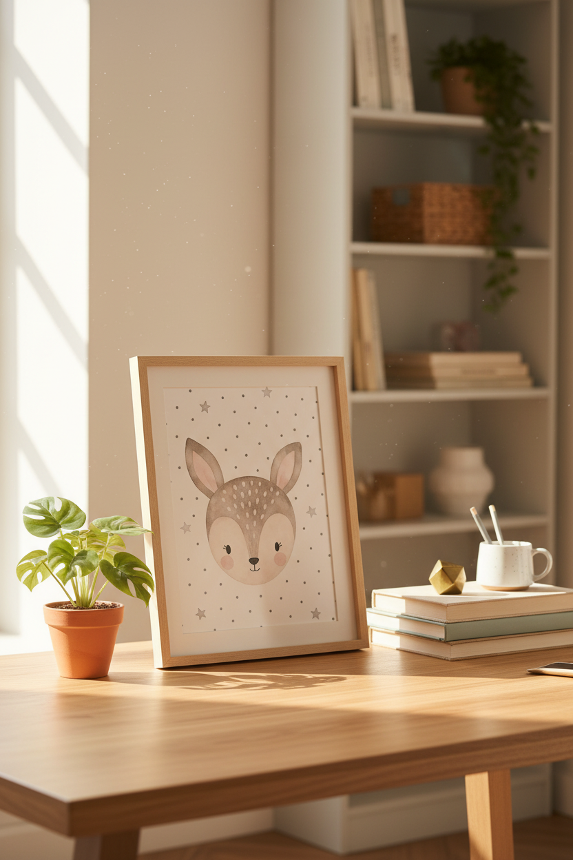 Pastel Deer Wall Art | Watercolor Animal Print, Nursery Decor