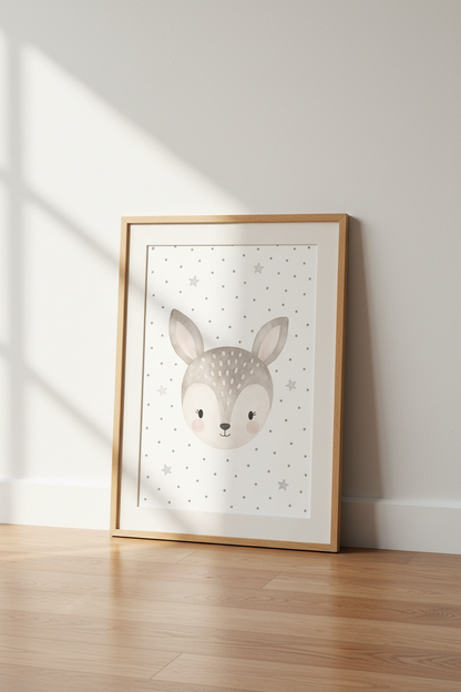 Pastel Deer Wall Art | Watercolor Animal Print, Nursery Decor