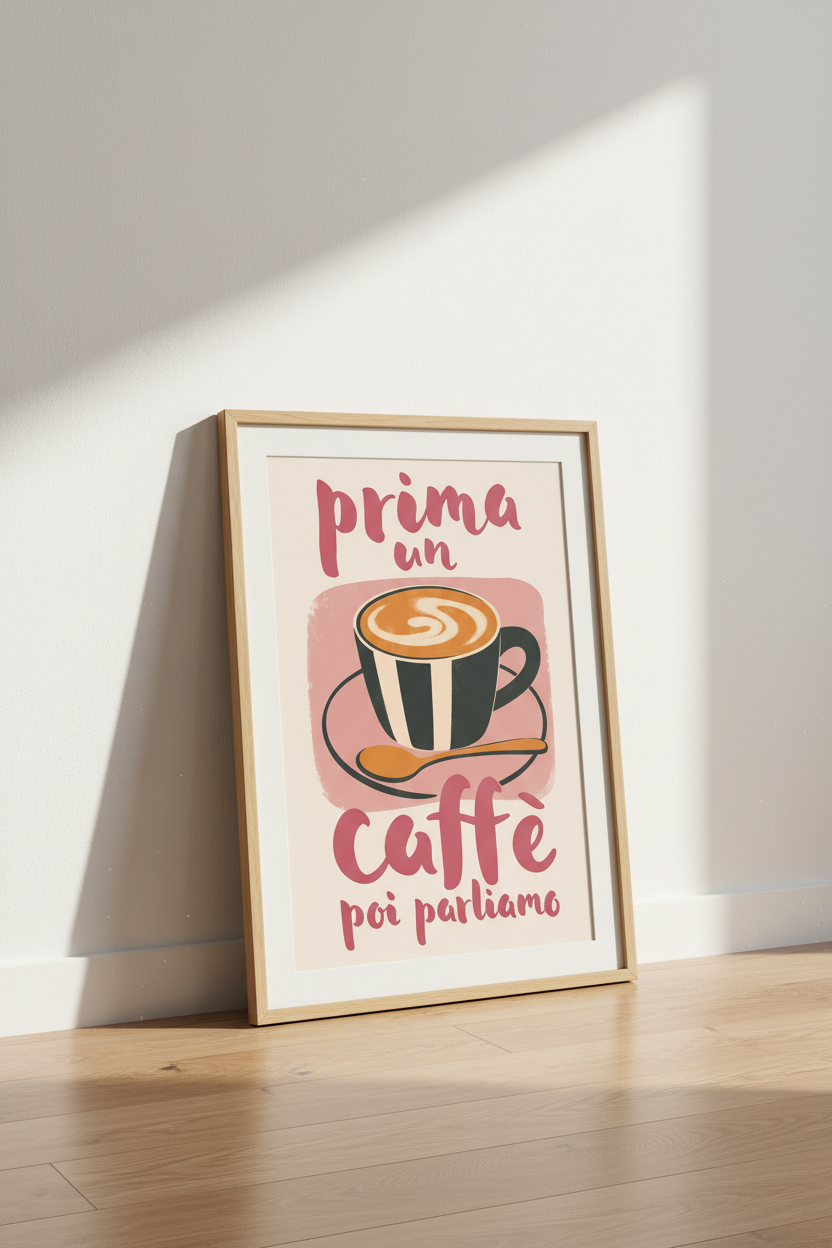 Italian Coffee Wall Art Print | Retro Kitchen Decor | Espresso Poster
