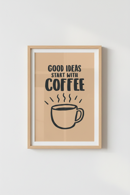 Minimalist Coffee Wall Art Print | Living Room Decor | Peachy Aesthetic Poster