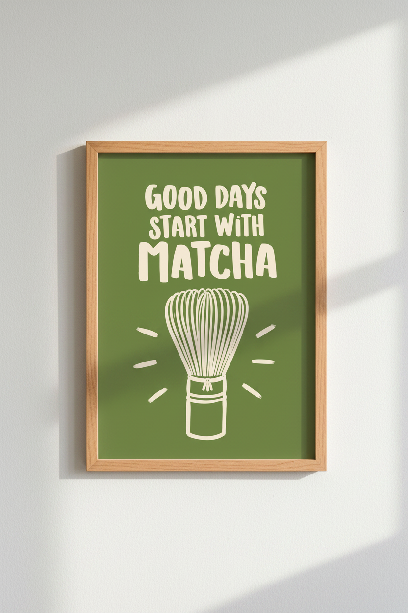 Matcha wall art | Bold green, vintage vibes | Living Room Decor