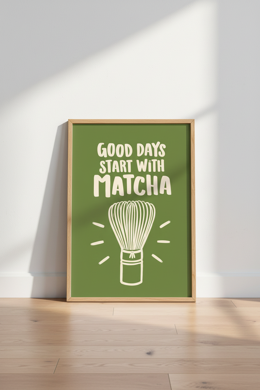 Matcha wall art | Bold green, vintage vibes | Living Room Decor
