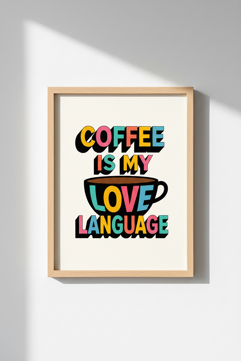 Retro Coffee Bar Poster | Colorful Typography Art, Kitchen Decor &amp; Cafe Gift