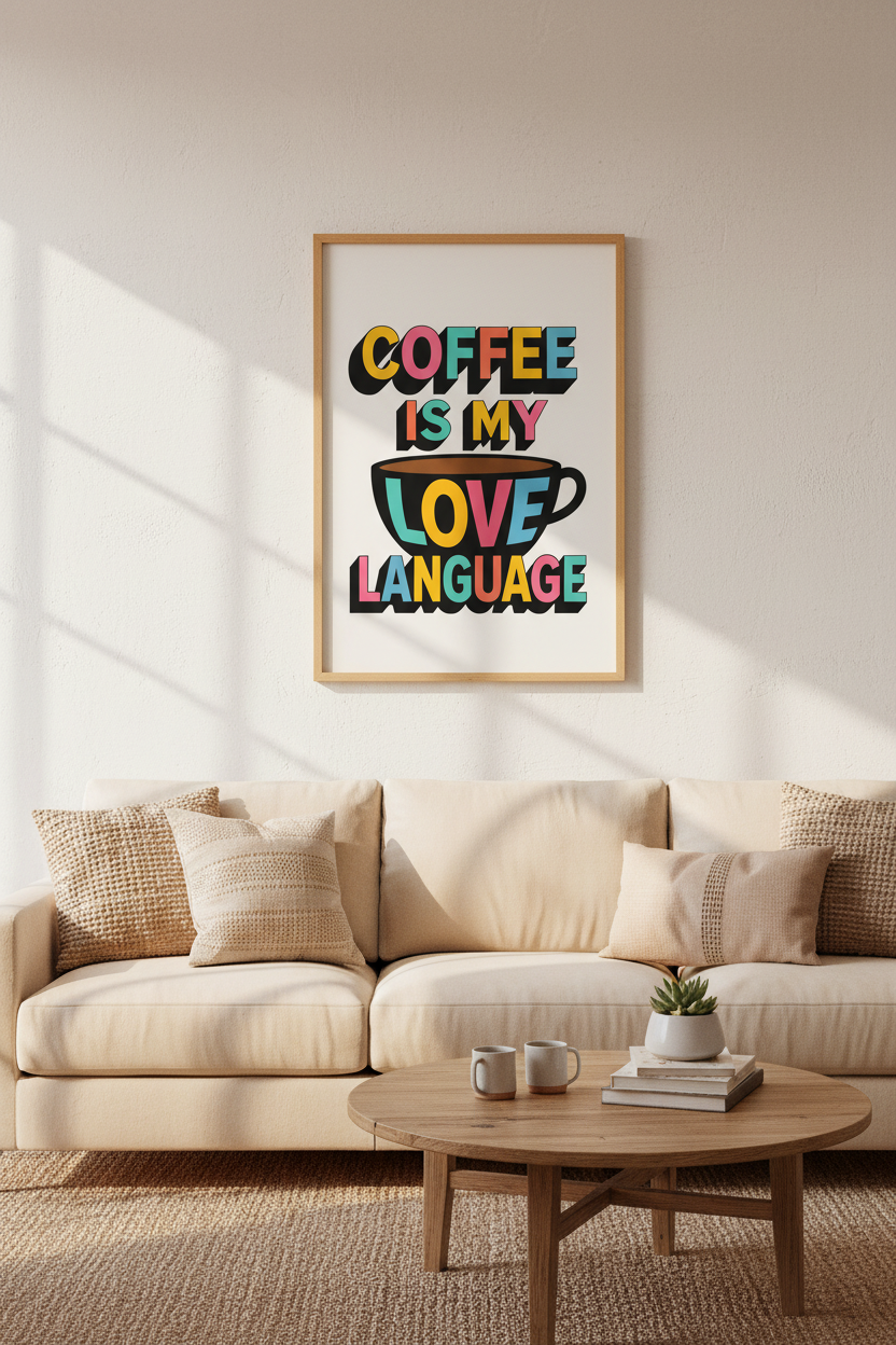 Retro Coffee Bar Poster | Colorful Typography Art, Kitchen Decor &amp; Cafe Gift