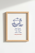 kitchen wall art | Minimal blue line-drawing, dining room decor