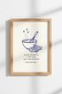 Minimalist Kitchen Wall Art Print | Living Room Decor | Blue Ink Poster