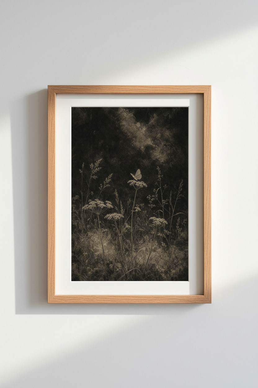 Moody Botanical Print | Sepia Tone, Living Room Decor Poster