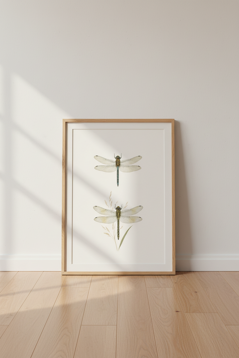 dragonfly wall art | Vintage botanical print, living room decor