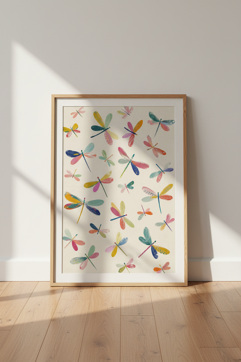 Abstract Dragonfly Wall Art Print | Living Room Decor | Boho Poster