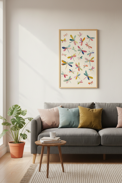 Abstract Dragonfly Wall Art Print | Living Room Decor | Boho Poster