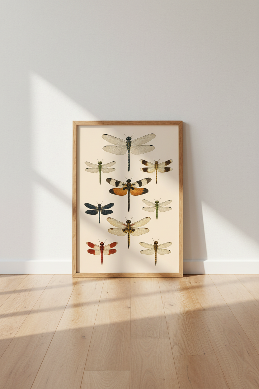 Vintage Dragonfly Specimen Wall Art | Nature Study Decor | Scientific Insect Poster