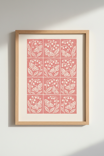 Boho butterfly Wall Art Print | Living Room Decor | Soft Pink Poster