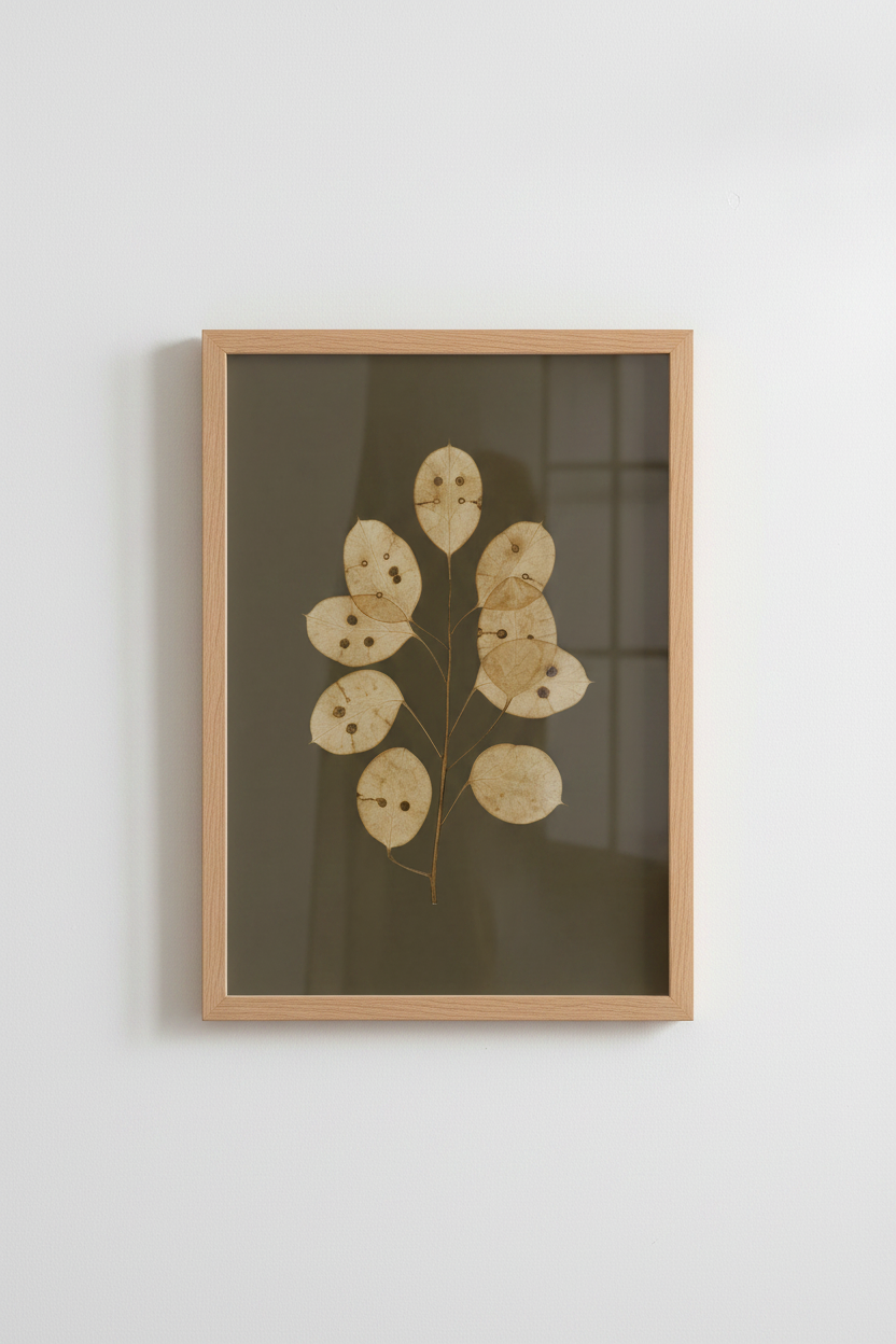 botanical leaf print | vintage beige tones, living room decor