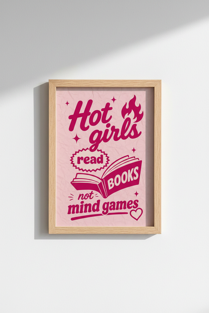 Coquette Reading Poster | Pink Retro Book Lover Wall Art | Trendy Bedroom Decor
