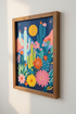 Desert Cactus Night Garden Wall Art | Floral Boho Decor | Maximalist Poster