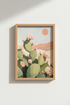 Desert Cactus Wall Art | Southwest Oil Painting Style, Soft Pink Boho Poster