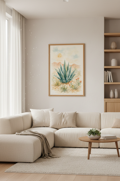 Desert Cactus Watercolor | Agave &amp; Prickly Pear Print, Boho Southwestern Decor
