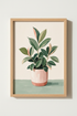 Rubber Plant Wall Art Print | Boho Botanical Decor | Modern Pink Pot Poster