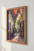 Mediterranean Cafe Terrace Print | Vibrant Coastal Oil Painting, Home Decor Art