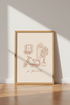 La Dolce Vita Italian Scooter Art | Terracotta Minimalist Poster, Kitchen Wall Decor