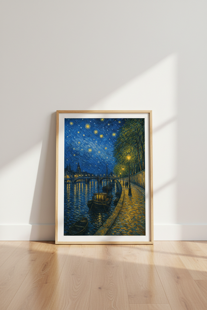 Starry Night Wall Art | Impressionist Cityscape, Living Room Decor