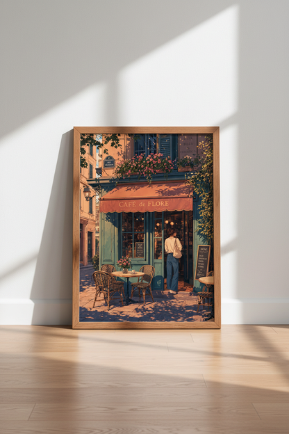 Paris Cafe Wall Art Print | Travel Poster Kitchen Decor | Parisian Aesthetic Art