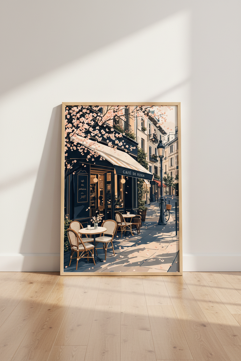 Paris French Cafe Wall Art Print | Kitchen Gallery Decor | Pastel Floral Poster