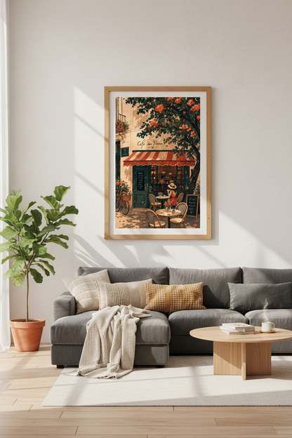 Parisian Cafe Wall Art | French Bistro Floral Poster, Kitchen &amp; Dining Room Decor