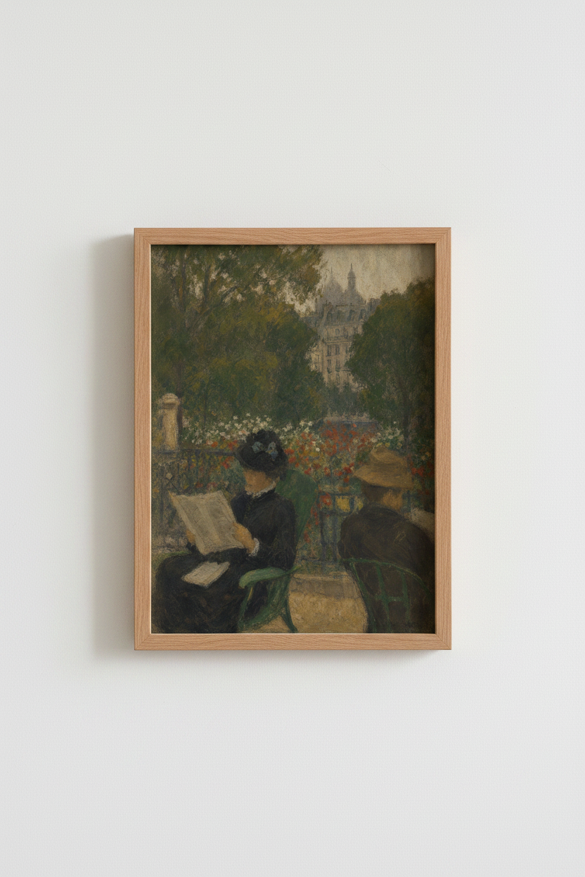 Impressionist garden | Soft palette, Paris backdrop | Living room poster