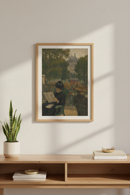 Impressionist garden | Soft palette, Paris backdrop | Living room poster