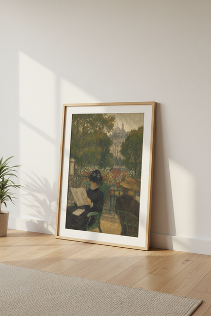 Impressionist garden | Soft palette, Paris backdrop | Living room poster