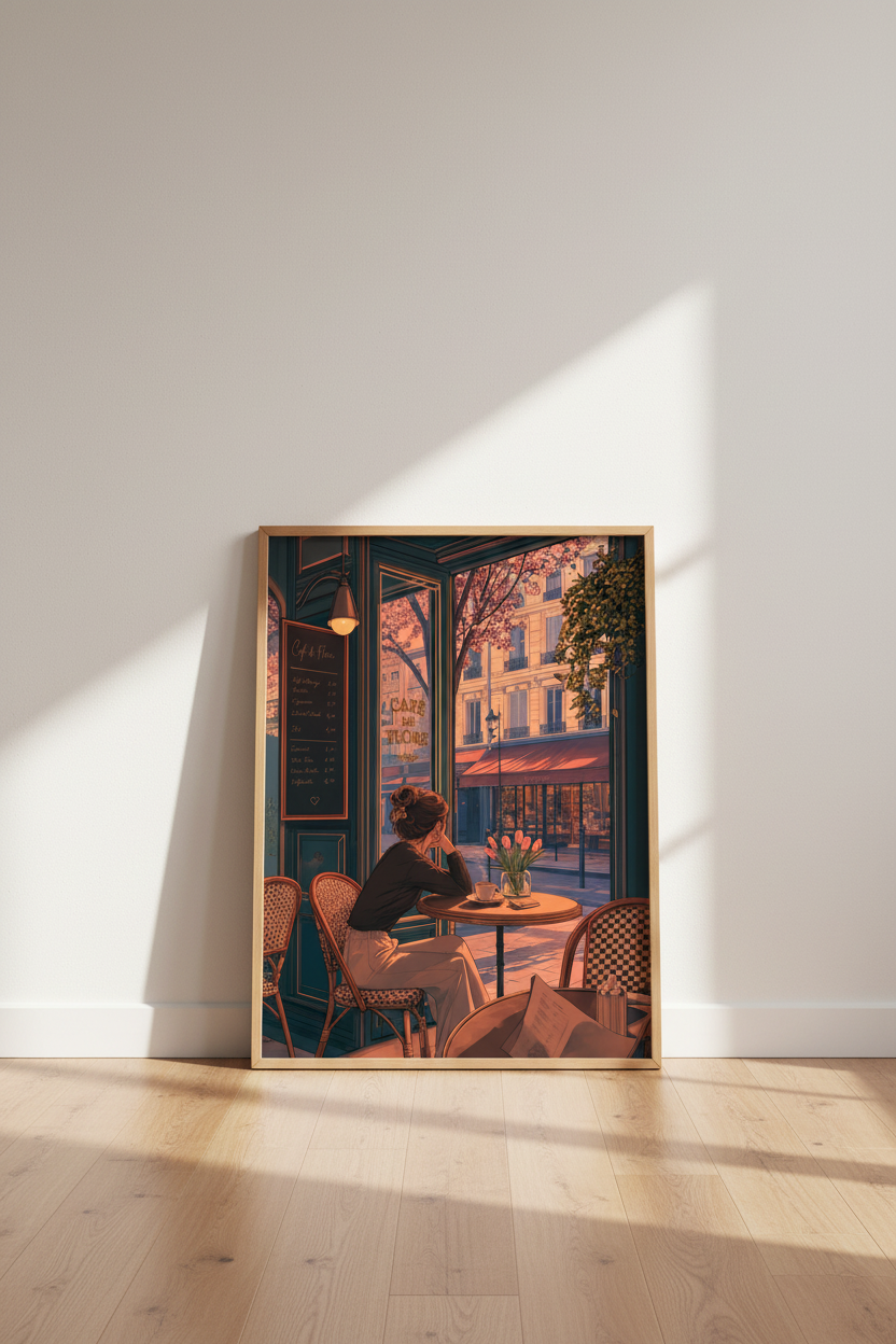 Paris Cafe de Flore Wall Art | French Aesthetic Poster, Cozy Room Decor