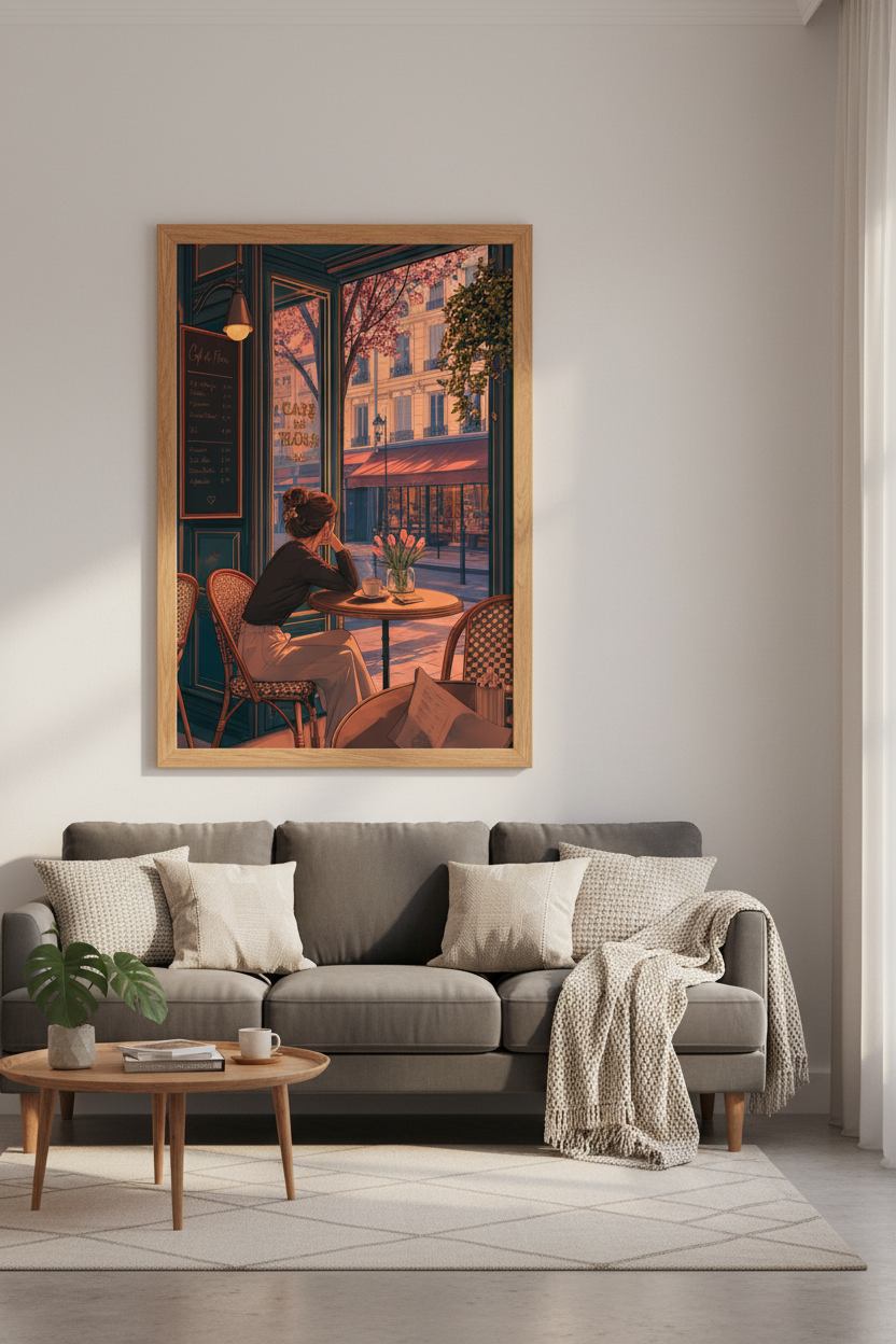 Paris Cafe de Flore Wall Art | French Aesthetic Poster, Cozy Room Decor