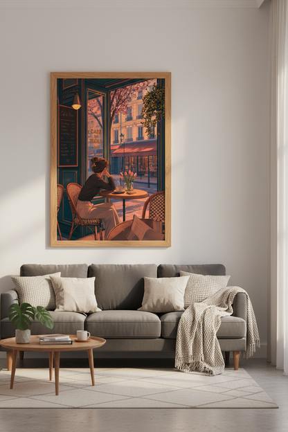 Paris Cafe de Flore Wall Art | French Aesthetic Poster, Cozy Room Decor