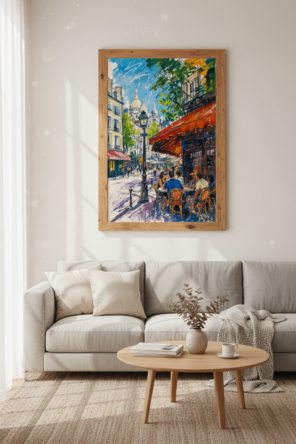 Paris Cafe Wall Art | Vibrant French Street Impressionist Print | Travel Decor Poster