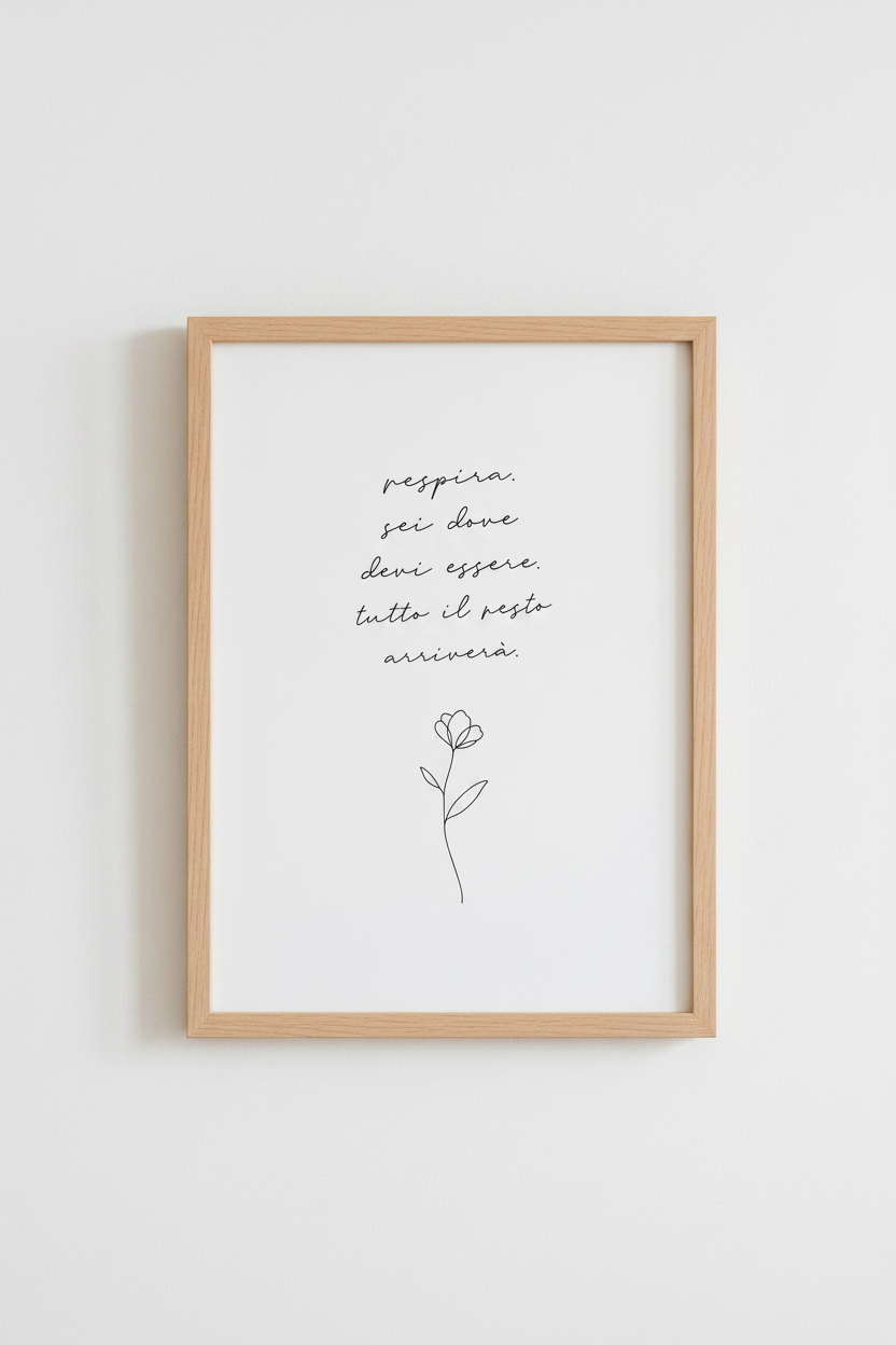 Italian Quote Flower Art | Minimalist Black &amp; White Poster, Bedroom Decor