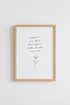 Italian Quote Flower Art | Minimalist Black & White Poster, Bedroom Decor