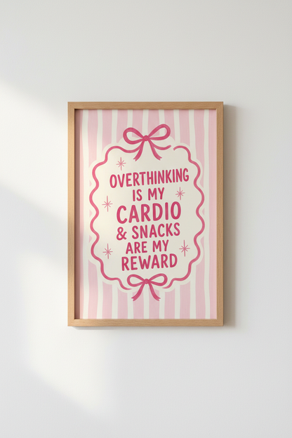 Funny Quote Wall Art Print | Pink Coquette Bow Decor | Trendy Pink Stripes Poster