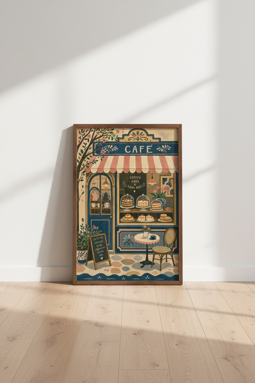 French Cafe Bakery Wall Art Print | Kitchen Dining Decor | Whimsical Parisian Poster