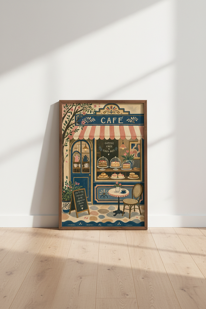 French Cafe Bakery Wall Art Print | Kitchen Dining Decor | Whimsical Parisian Poster