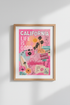 Pink California Wall Art | Preppy Retro Malibu Poster, Vibrant West Coast Dorm Decor